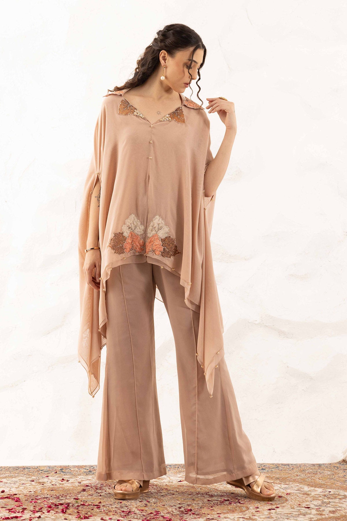 Buy Brown Applique Work Top & Pants by Ajiesh Oberoi for women online at ScrollnShops